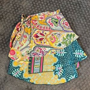 Colorful wrap skirt, silky material, worn once